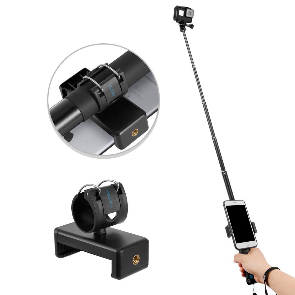 BRANDNMART 0.9m Extendable Aluminum Alloy Selfie Stick with Tripod and Phone Clip for GoPro