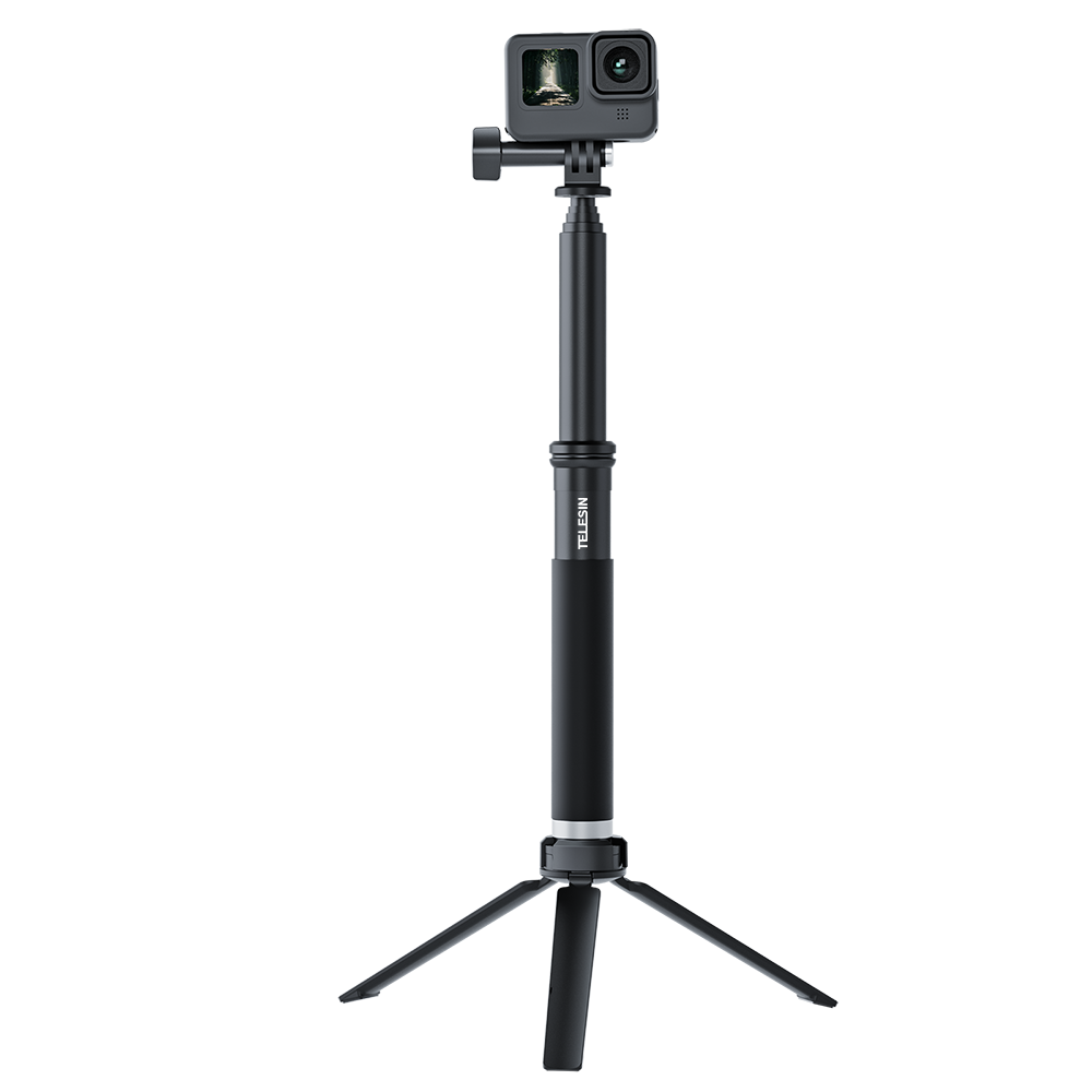 BRANDNMART 0.9m Extendable Aluminum Alloy Selfie Stick with Tripod and Phone Clip for GoPro