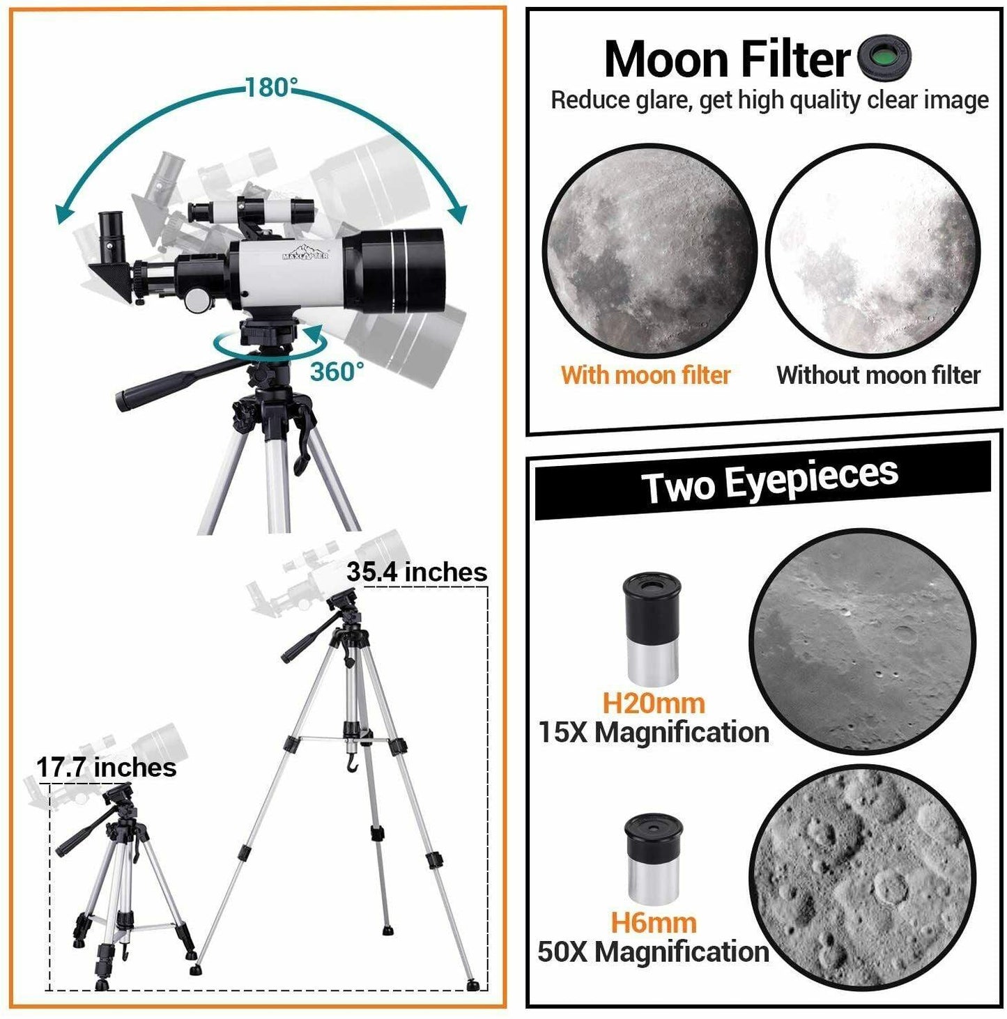 Space Telescope - 150X High Power Zoom HD Stellina Telescope with Tripod